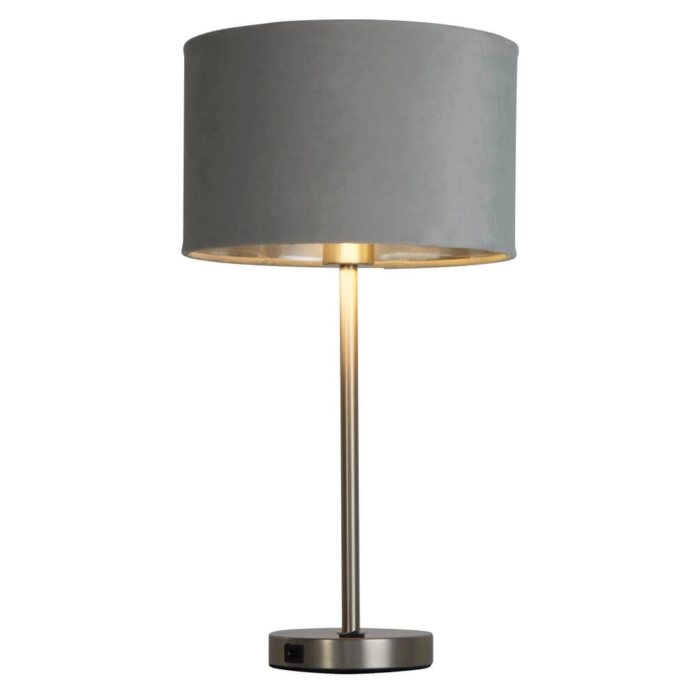 Tischlampe Finn Gold mit Grau Searchlight 5053423257211