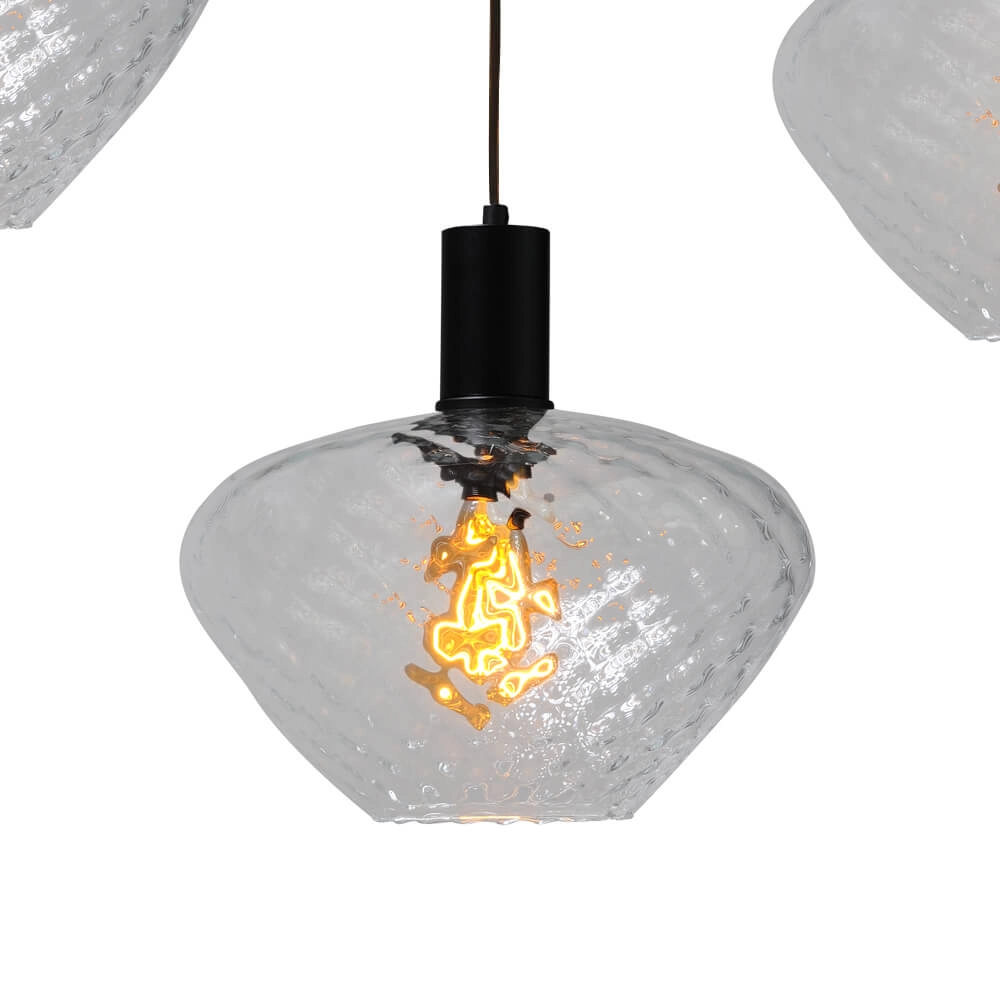 5-flammige Hängelampe - schwarz - Porto mit klaren Blossom-Gläsern Masterlight 8718121270227