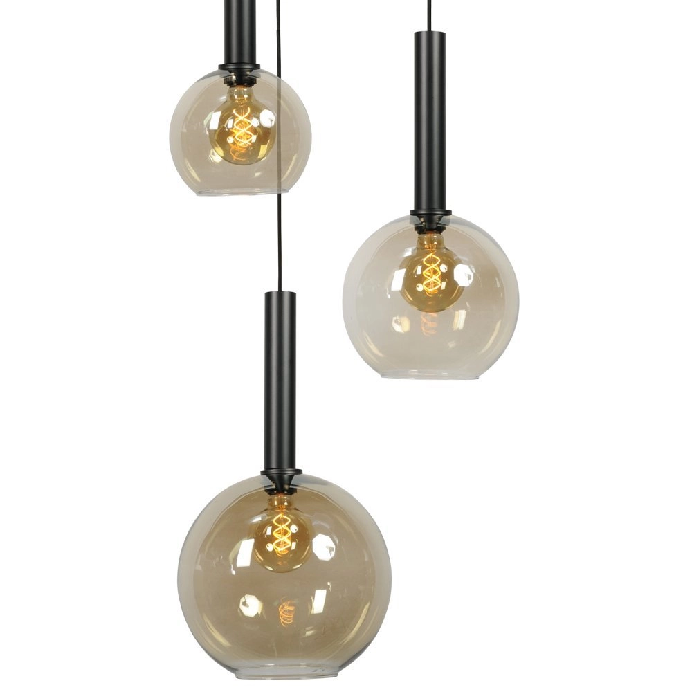Schwarze Hängelampe Bella 3-flammig mit Glaskolben Masterlight 8718121257884