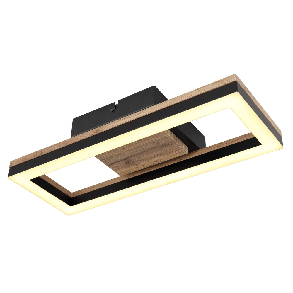 Deckenlampe Beatrix Rechteck schwarz mit Holz