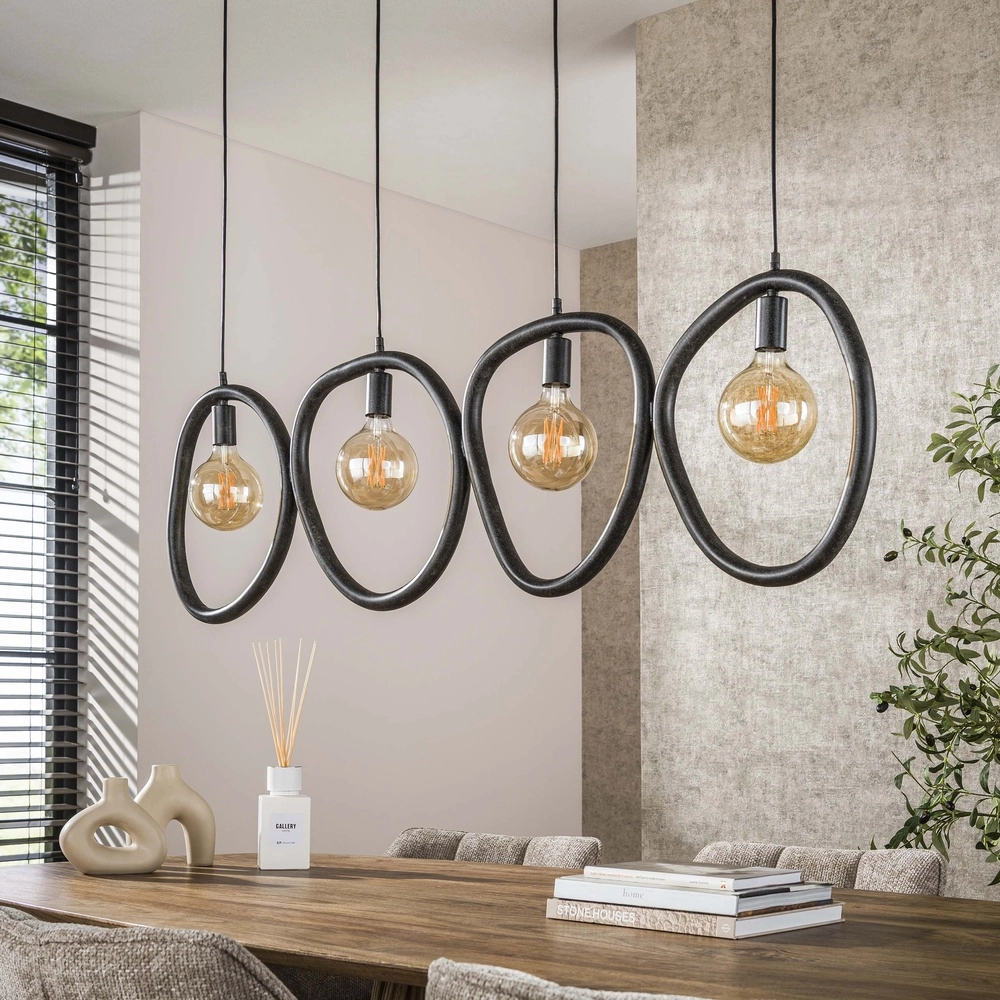Rings Pendellampe Pebble Arktisch Schwarz – 4x E27 Lyora 8716803511019