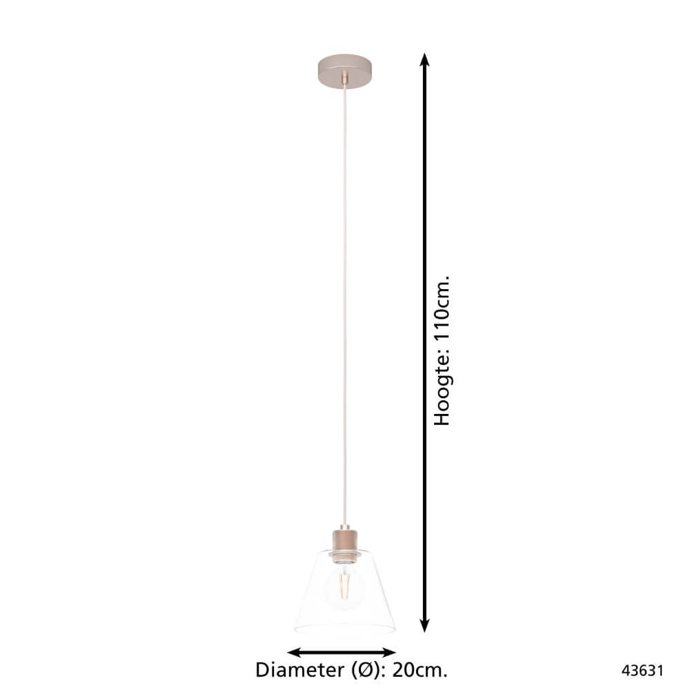 Hängelampe aus Glas Copley Roségold Eglo 9002759436315
