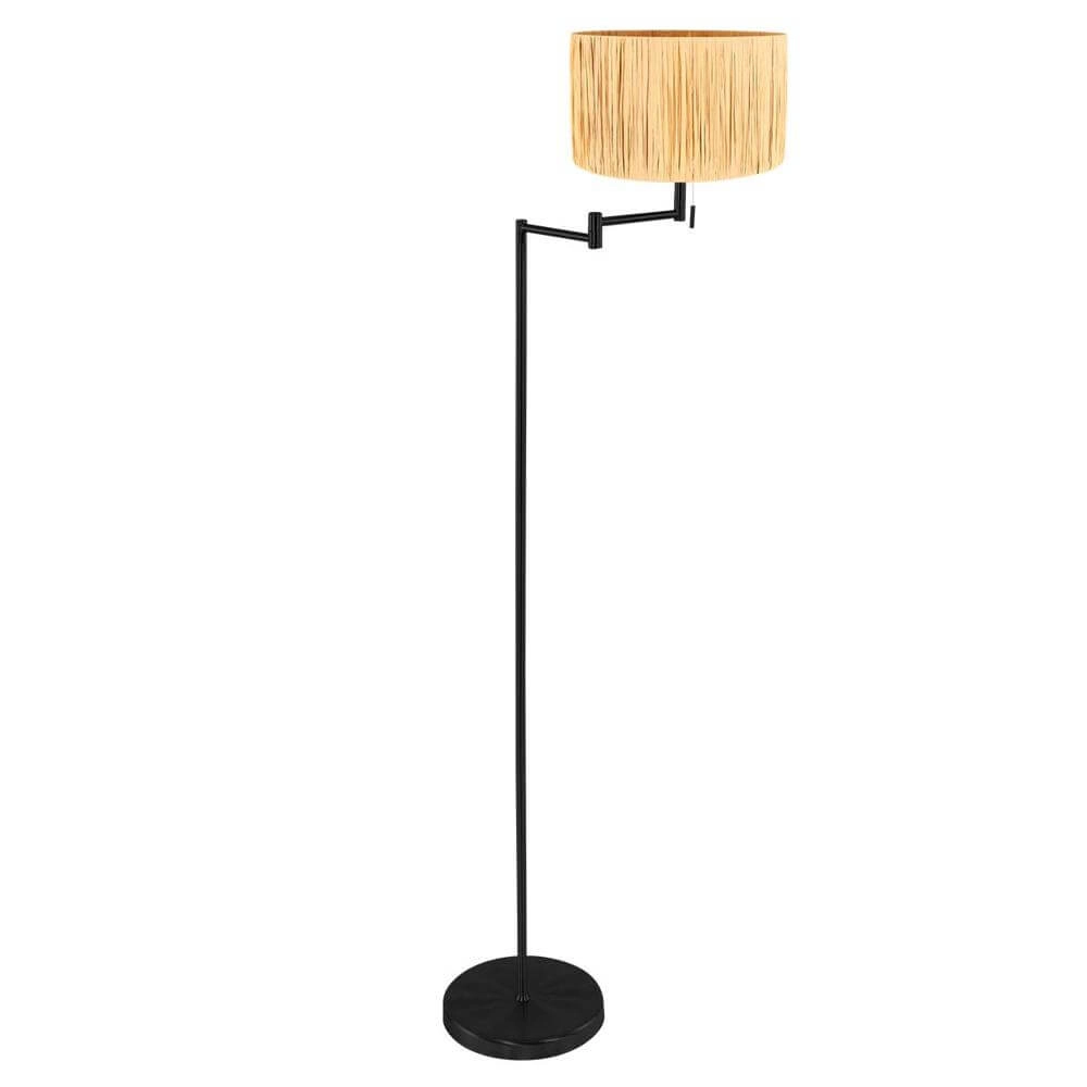 Stehlampe Bella schwarz mit Strohschirm