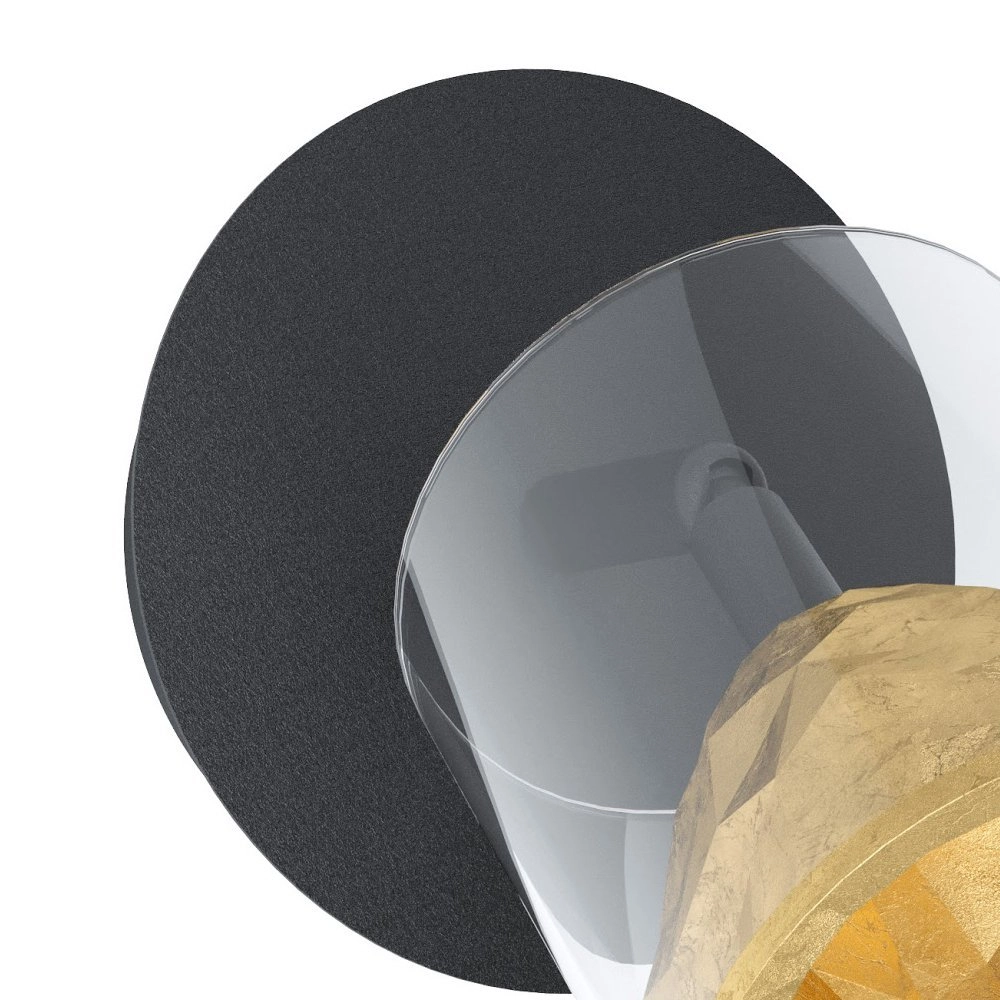 Schwarze Wandlampe Melito mit Gold Stars of Light 9002759395735