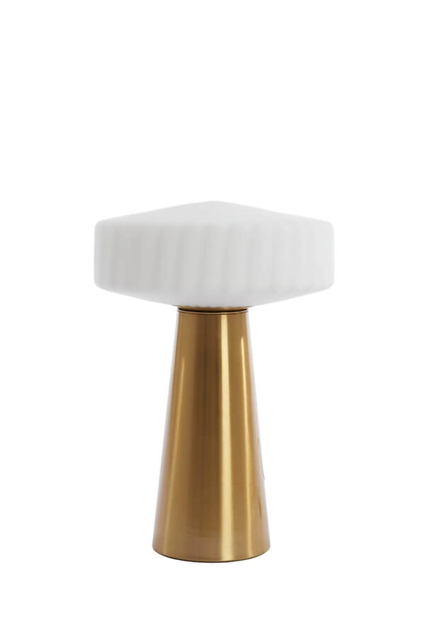 Tischlampe Pleat gold mit weiß Ø 30cm Light & Living 8717807687717