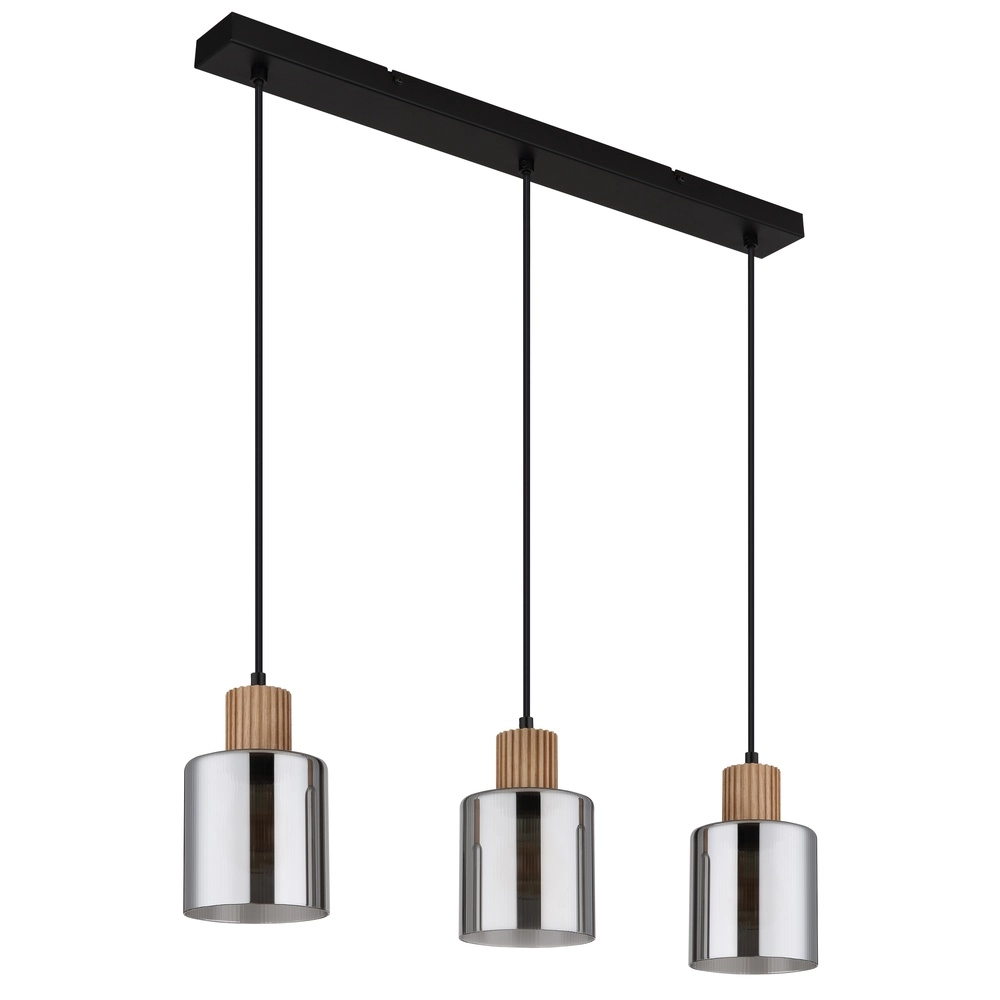 Design-Pendellampe Aleidis 3-Licht gerader Schwarz Globo 9007371512218