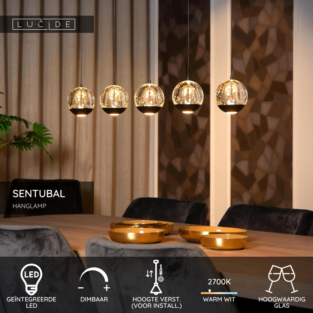 Design-Pendellampe Sentubal 5-Licht Schwarz Lucide 5411212134578