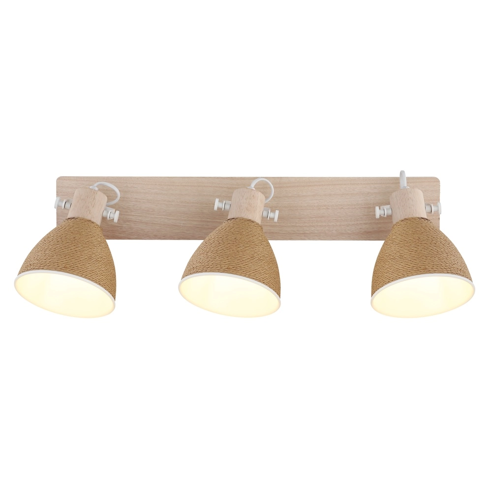 Deckenlampe Lyndon 3-Licht weiß mit Rattan Globo 9007371586745