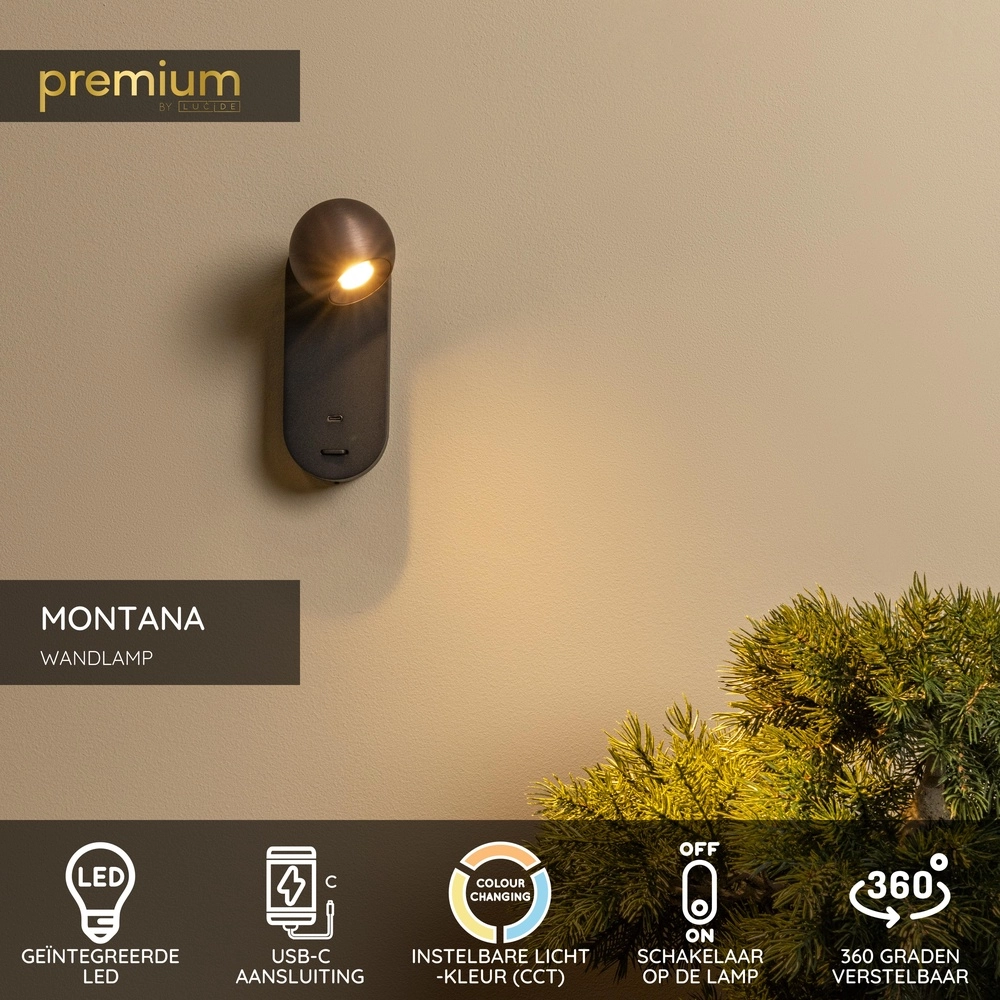 Wandlampenbirne Montana Design Kaffeebraun Premium by Lucide 5411212680136