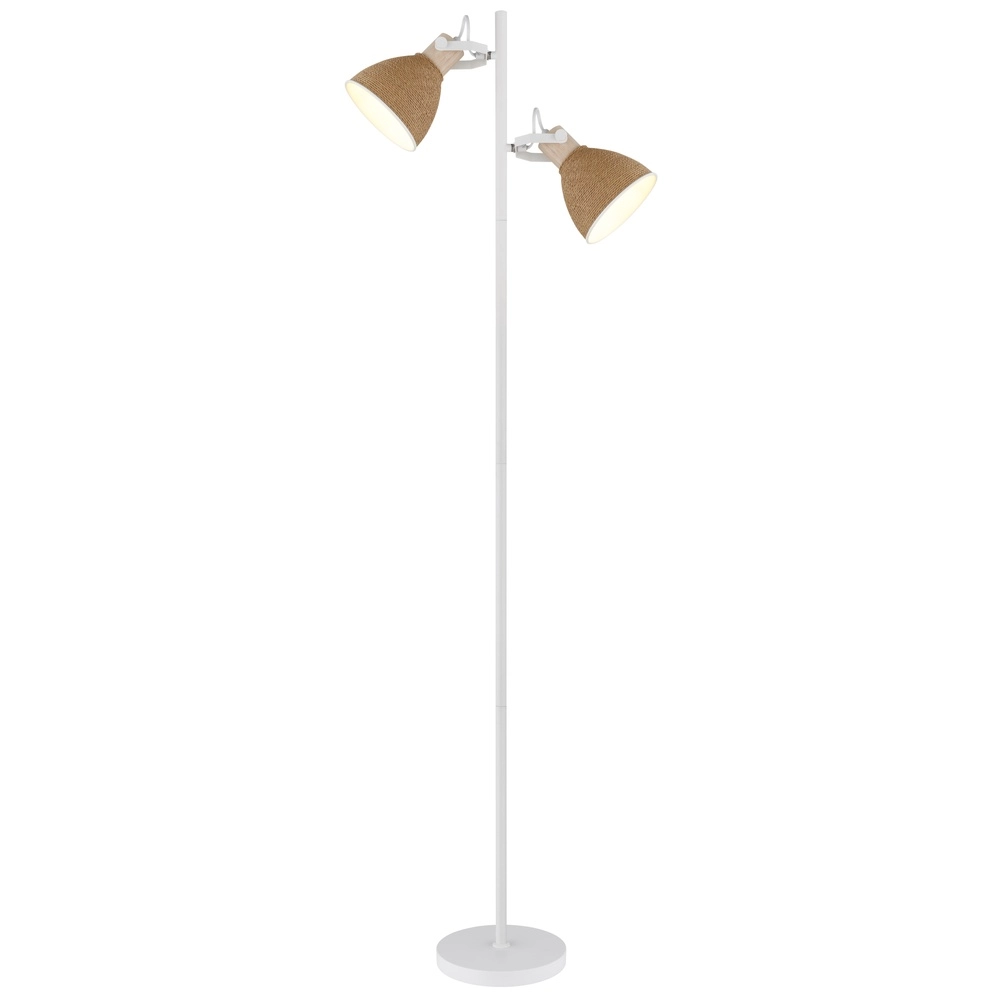 Stehlampe Lyndon Weiß mit Rattan