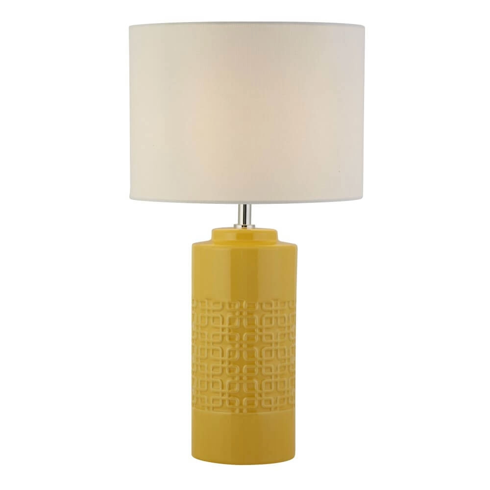 Tischlampe Tablu Ockergelb mit weißer Kappe