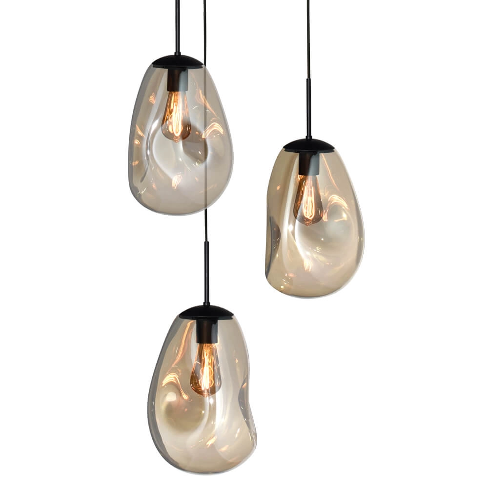 Pendelleuchte Lava 3x Goldglas Ø 22,5cm Masterlight 8718121286433