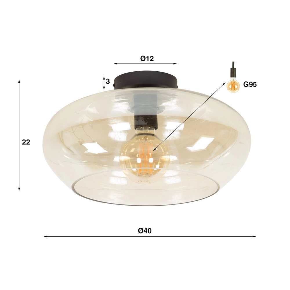 Glasdeckenlampe Elevate Ø 40cm – Bernsteinglas Lyora 8716803512061