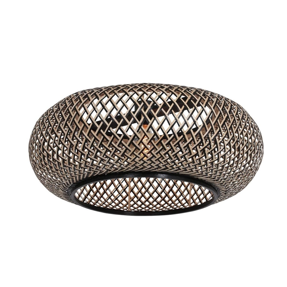 Bogenlampe ZigZag mit schwarzer und Rattankapuze Steinhauer 8712746183047