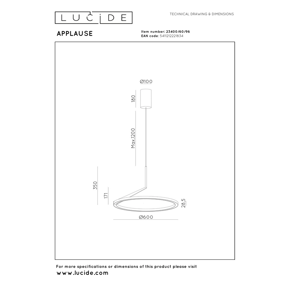 Elegante LED-Pendelleuchte Applause Kupferrot – Ø 60cm Premium by Lucide 5411212221834