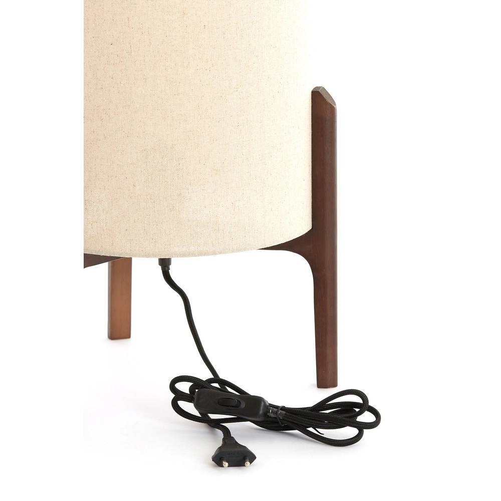Tischlampe Litto Ø 28cm – Walnuss mit Naturleinen Light & Living 8717807792695