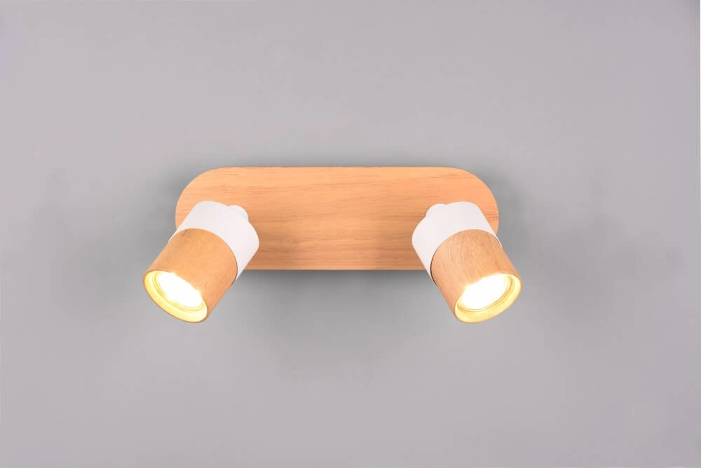 Deckenleuchte aus Holz mit Weiß Aruni 2-flammig Trio 4017807562316