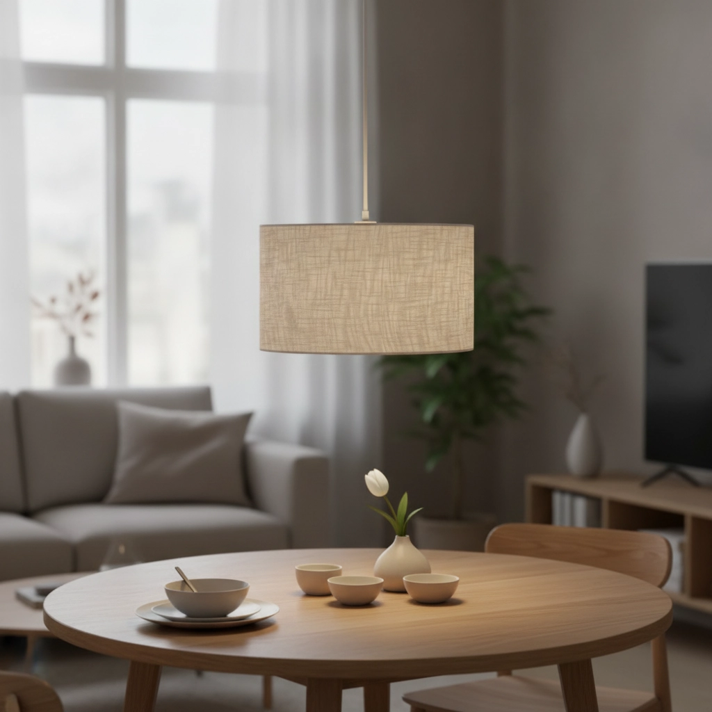 Leinen-Pendellampe Karen Ø 40cm