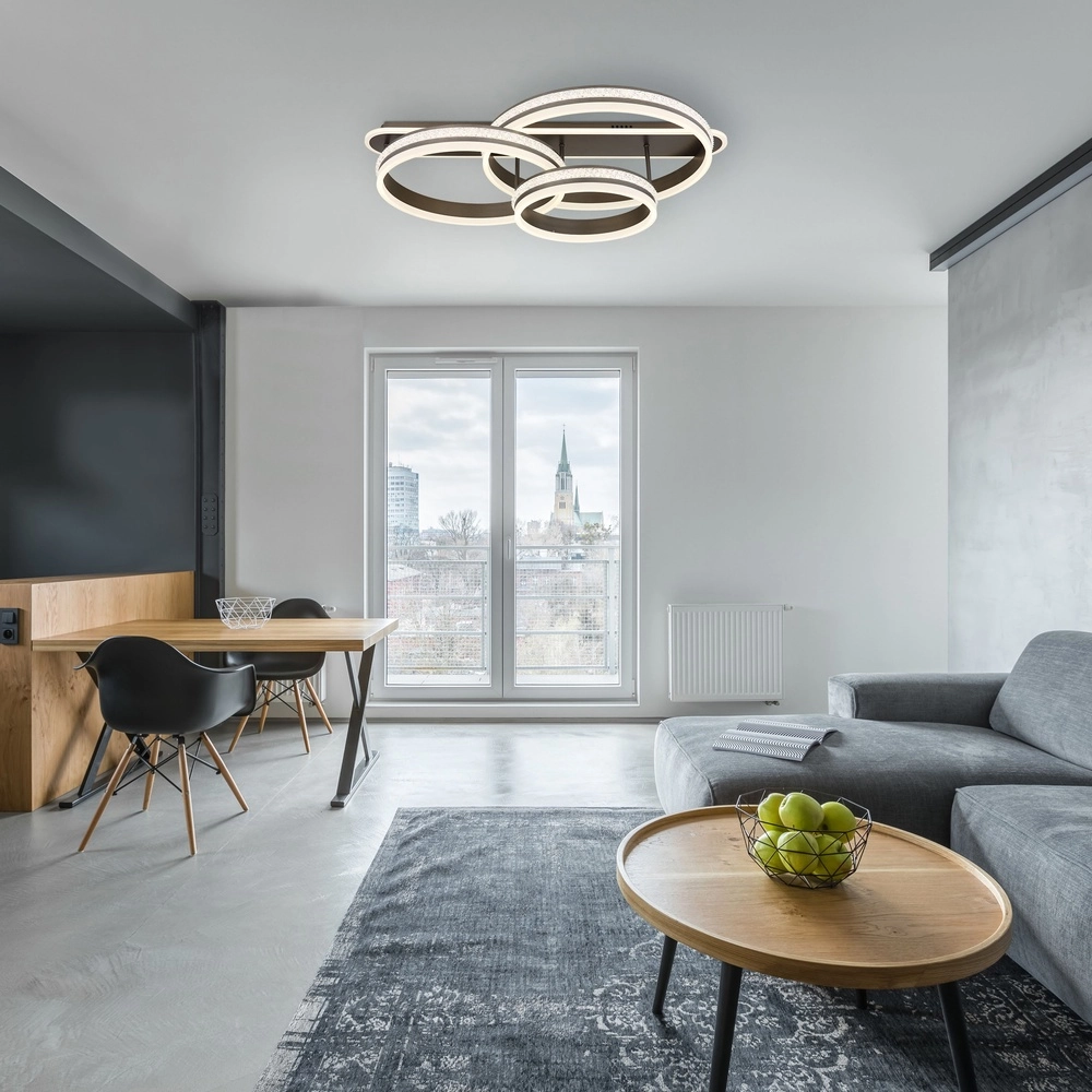 Design-Deckenlampe Grouni 3 Ringe mit Titan gebürstet Globo 9007371449002