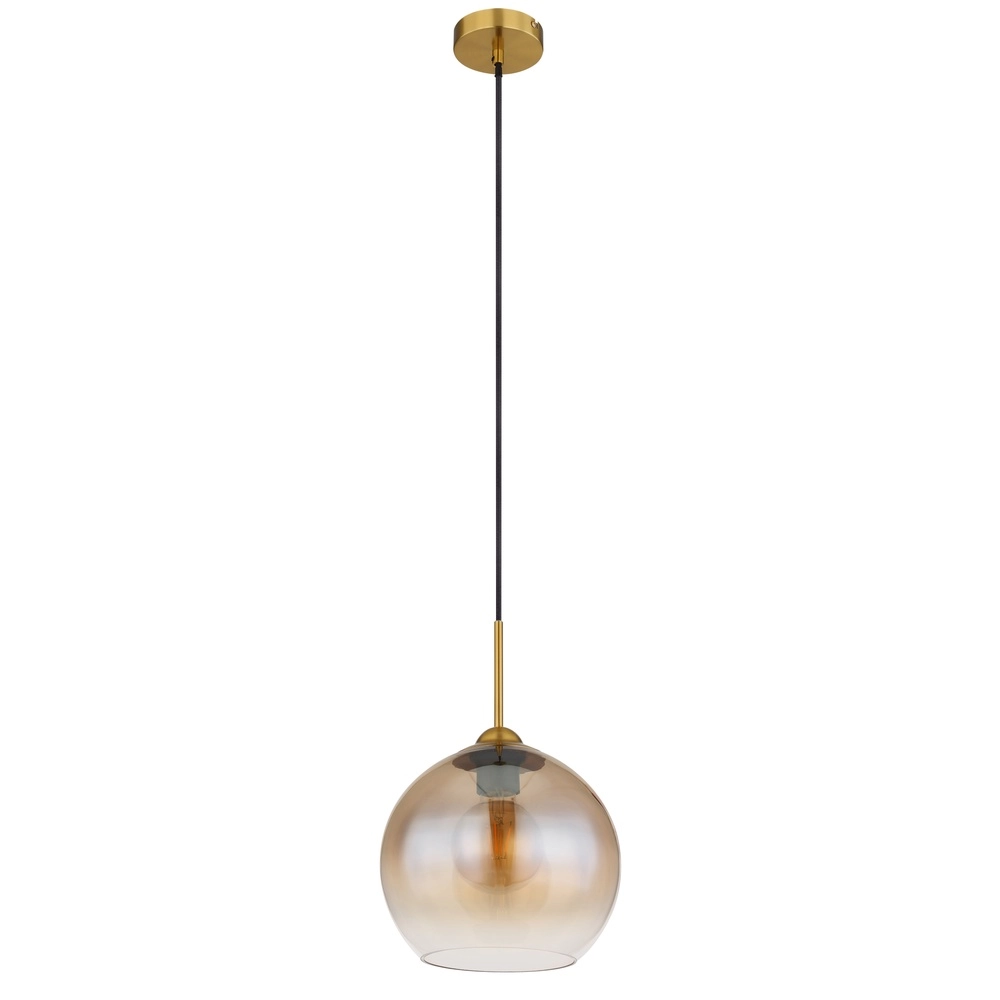 Goldene Pendellampe Jamessa nur mit bernsteinfarbenem Glas Globo 9007371441686