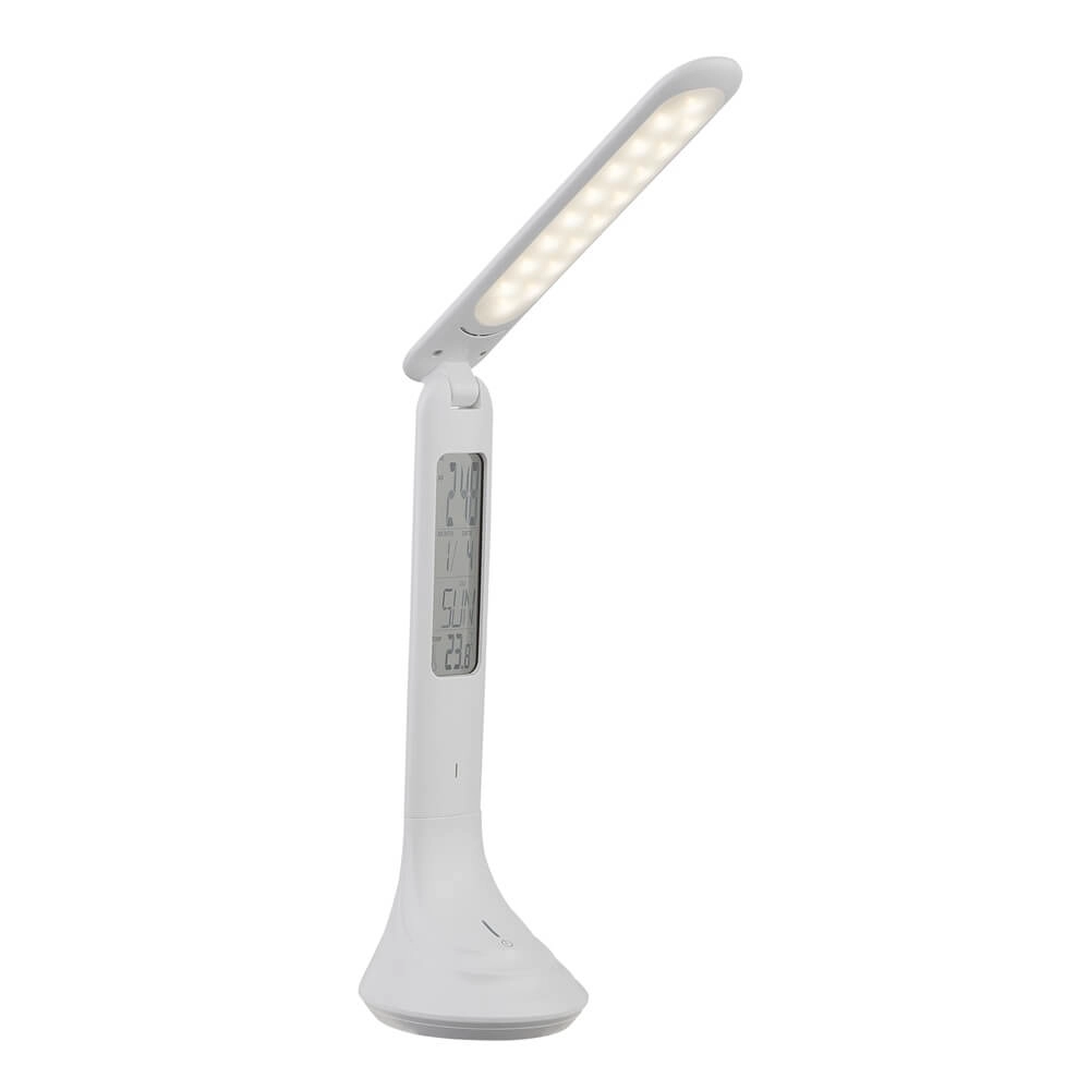 Schreibtischlampe Tyrell weiß mit Uhr Globo 9007371376032