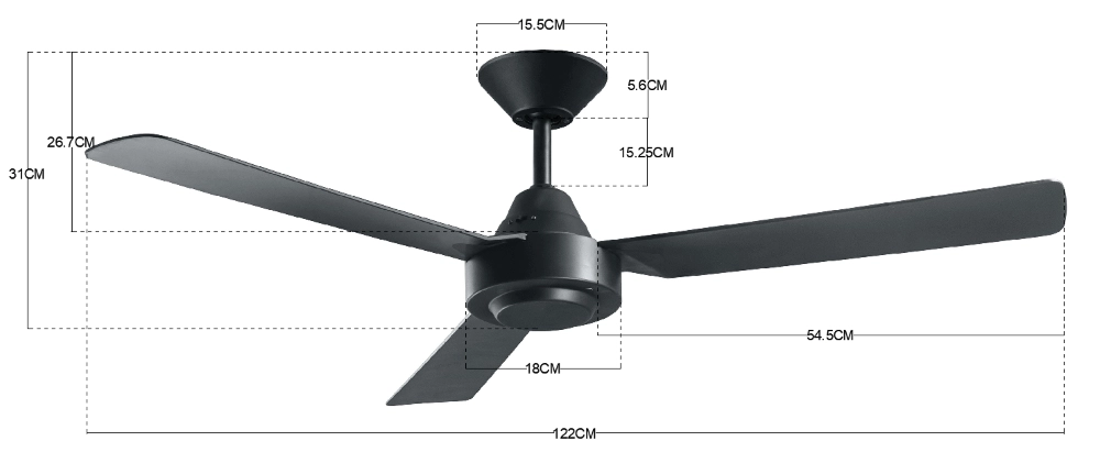 Deckenventilator schwarz Calypso Ø 122cm IP20 Beacon 9333509129769