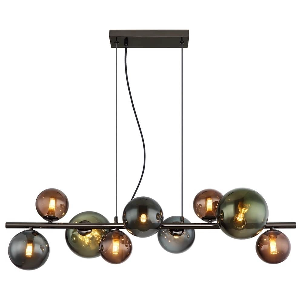 Schwarze Pendelleuchte Riha Farbiges Glas 9-flammig Globo 9007371456116