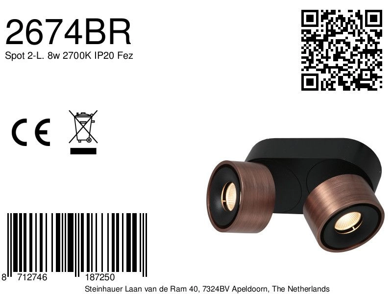 Schlanker Oberflächenmontierter Spot Fez Doppelte Bronze Steinhauer 8712746187250