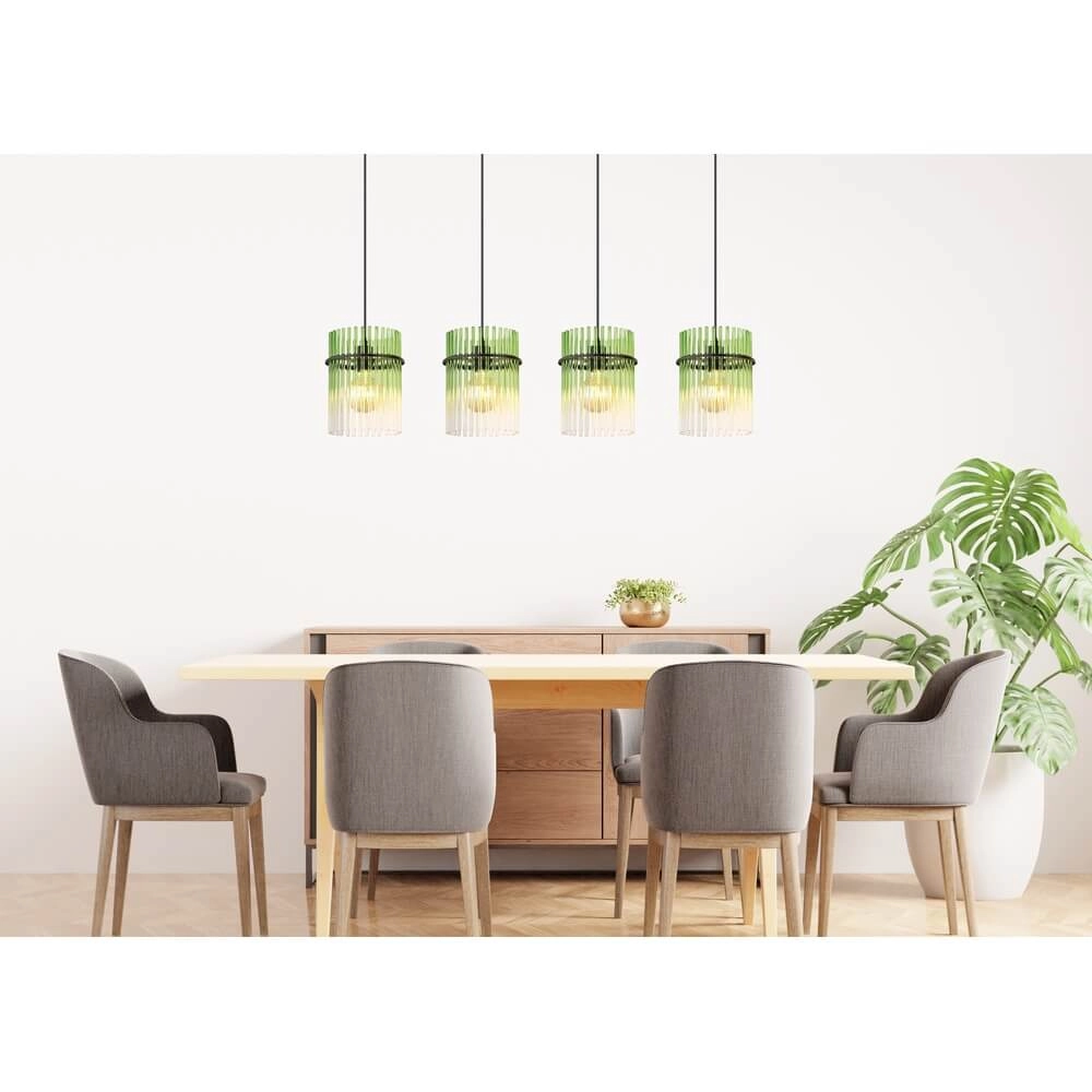 Schwarze Pendelleuchte Gorley mit grünem Glas 4-flammig Globo 9007371465989
