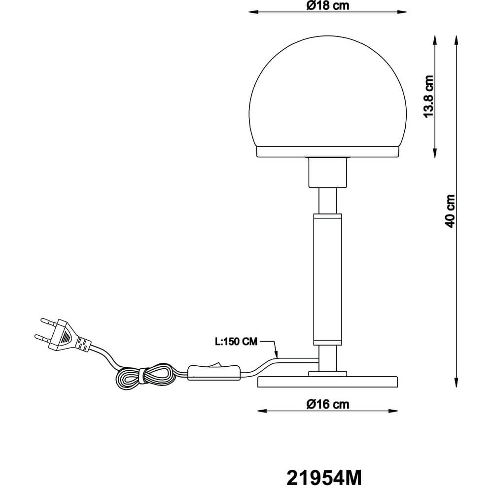 Tischlampe Haku Gold mit weißem Glas Globo 9007371450312
