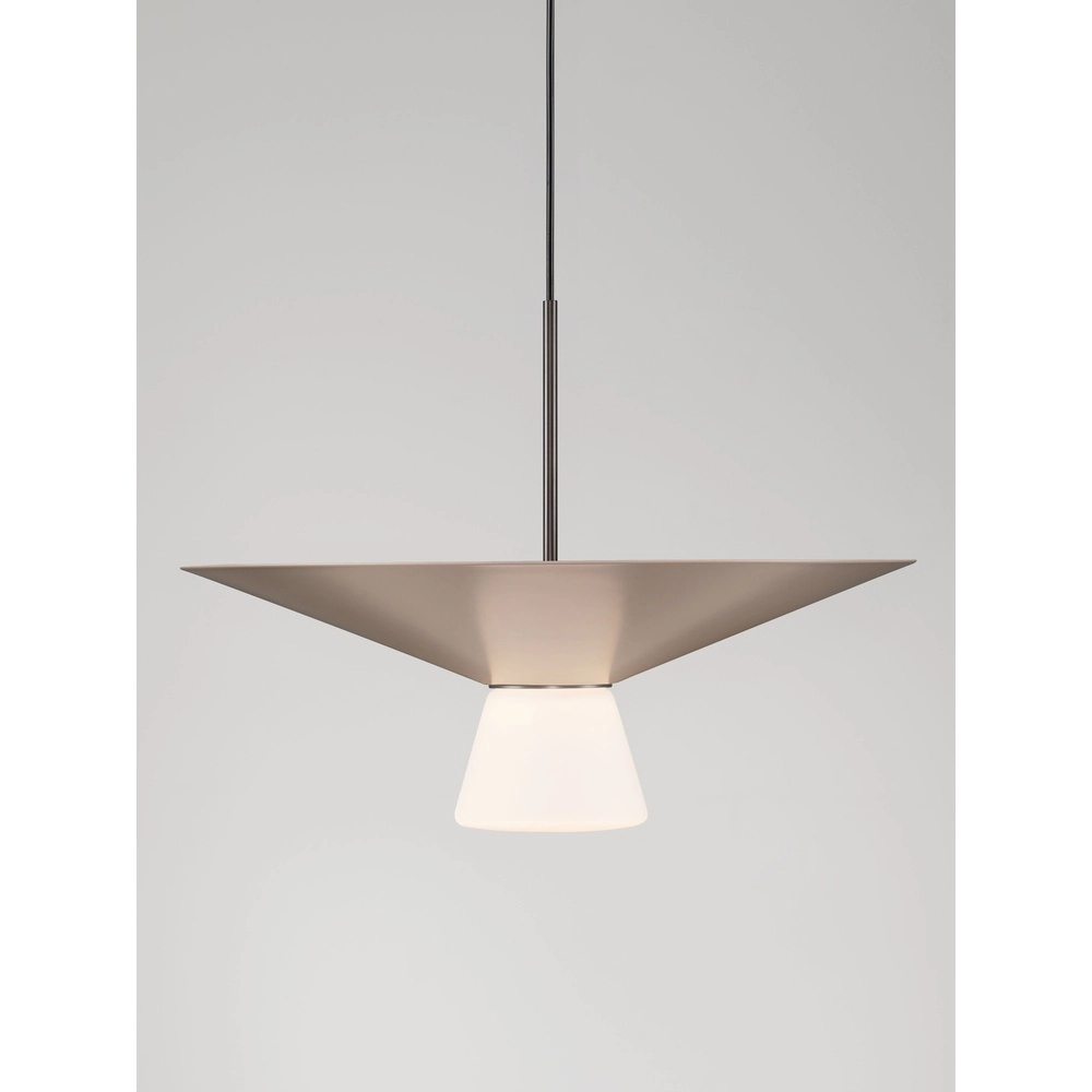 Design-Pendellampe Baris weiß mit grauem und braunem Ø 38 cm Lyora 5212017495297