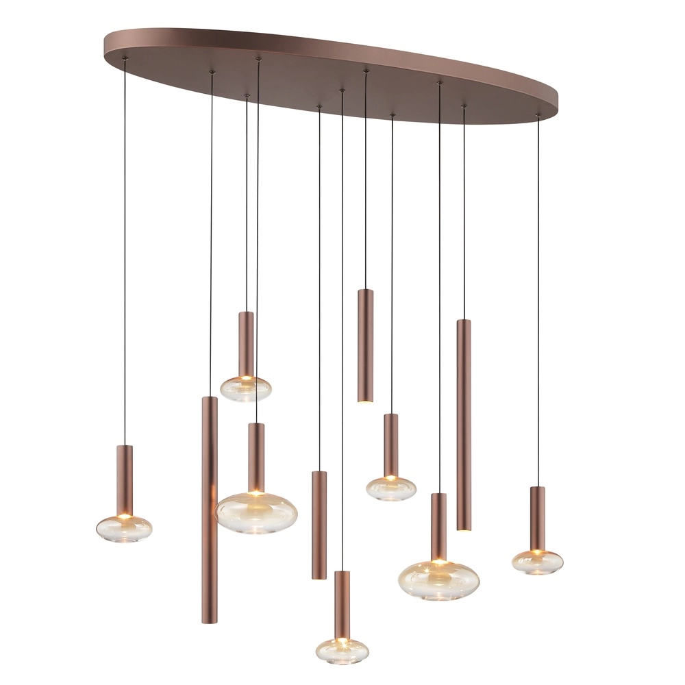 Pendellampe Veridian Coffee Brown mit Amber Glass Oval Brilliant 4004353476907