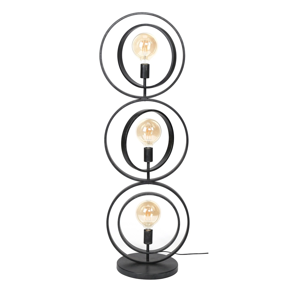 3-Licht Holzkohle-Stehlampe Turn E27 - Ø 40cm Lyora 8716803513082