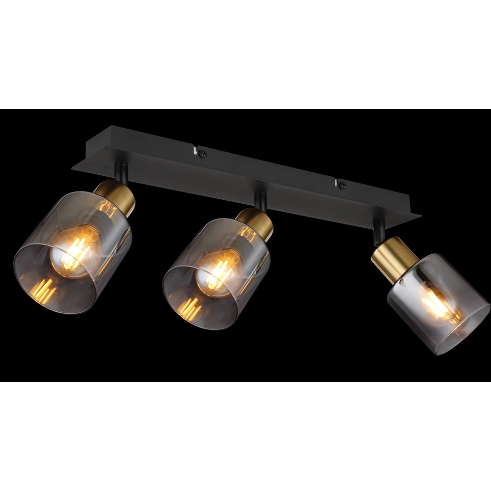 3-Licht Deckenlampe Hollsy Schwarz mit Rauchglas Globo 9007371448852