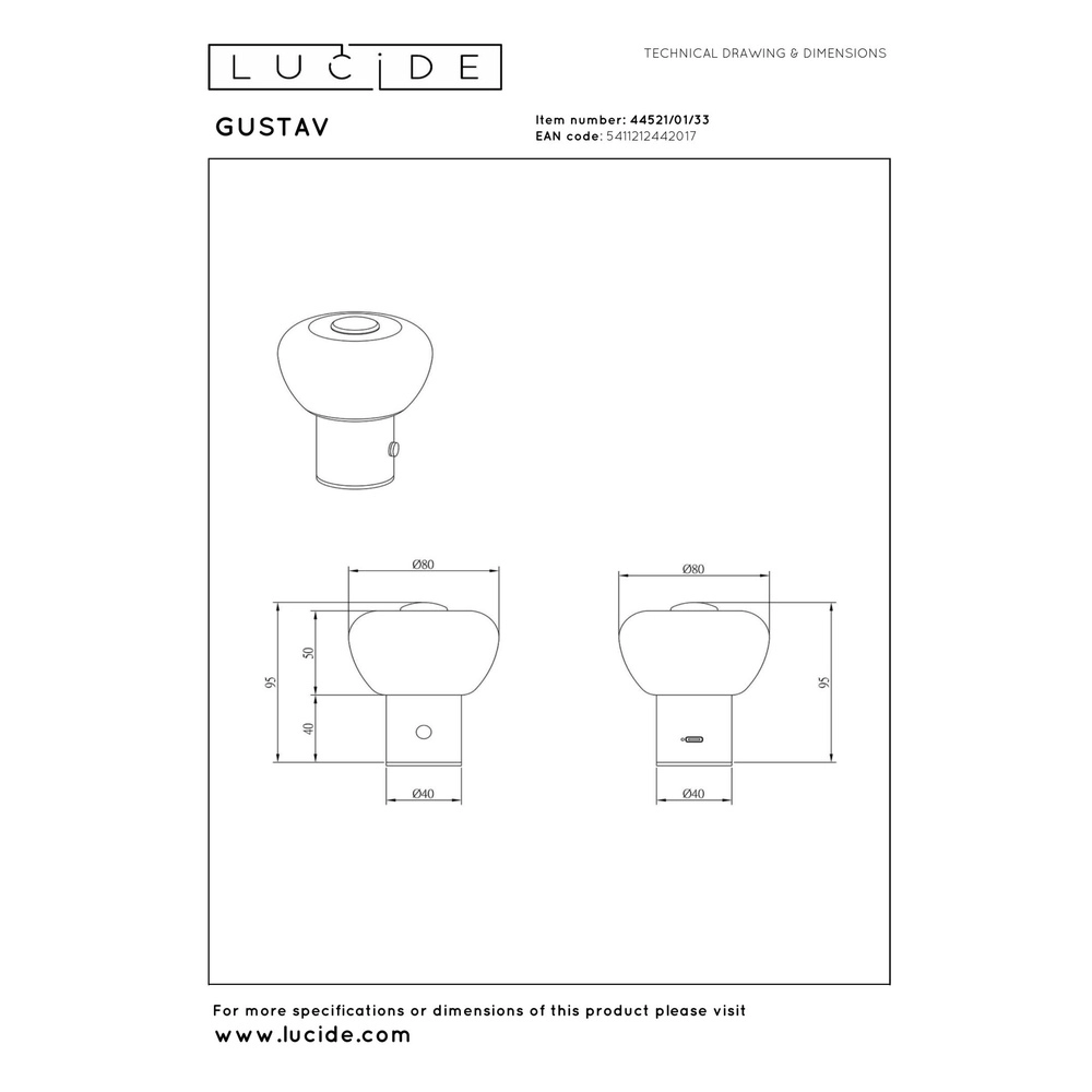 Wiederaufladbare Tischlampe Gustav Grün Lucide 5411212442017