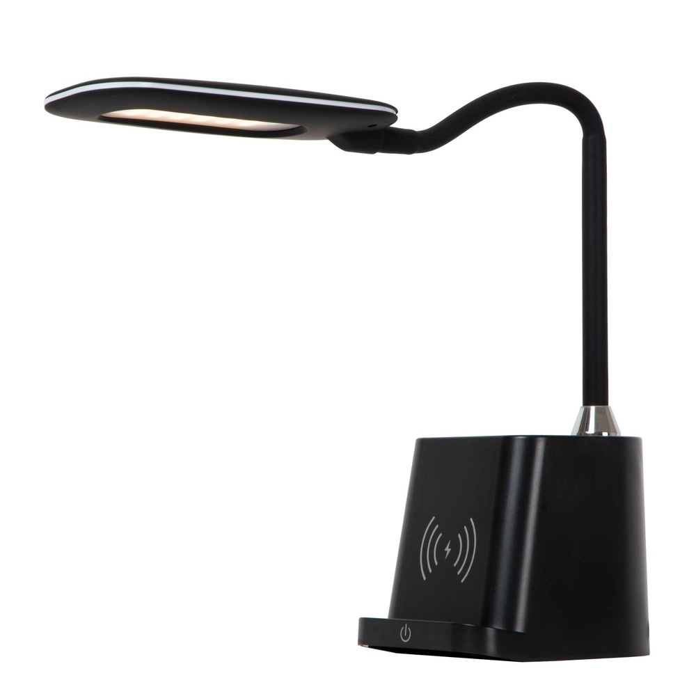 Schreibtischlampe Penny Mit drahtlosem Ladepanel schwarz Lucide 5411212185914