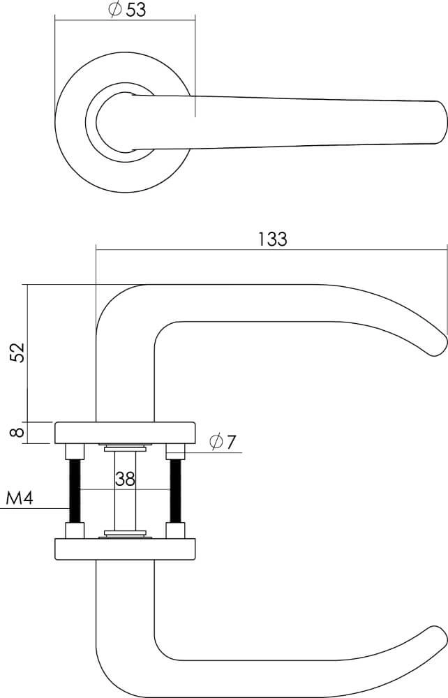 Türklinke Sabel Rosette mit Grat Edelstahl Intersteel 8714186131725