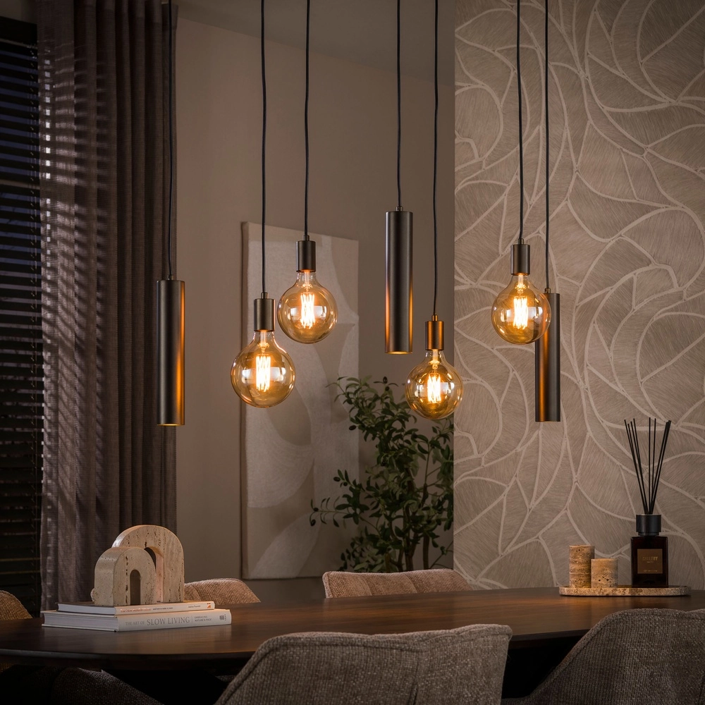 Design-Pendellampe Senso 7-helles Sienabraun