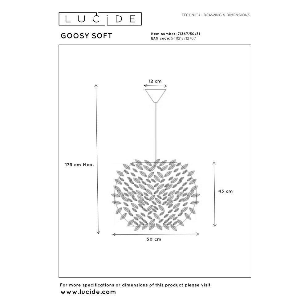 Pendellampe Goosy Soft Ø 50 cm weiß Lucide 5411212712707