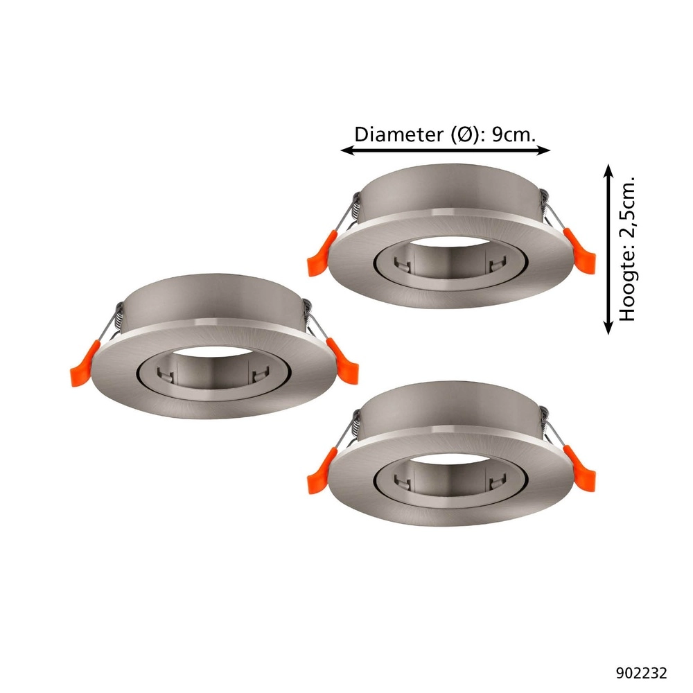 Set mit 3 Einbaustrahlern Barranco nickel Ø 9cm Eglo 9008606359110