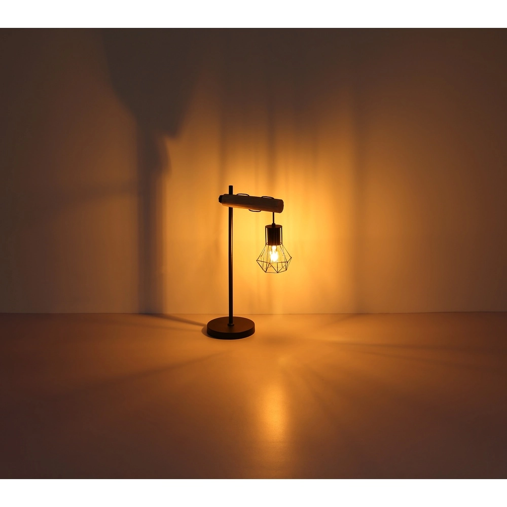 Stehlampe Priska Schwarz mit Holz Globo 9007371443840