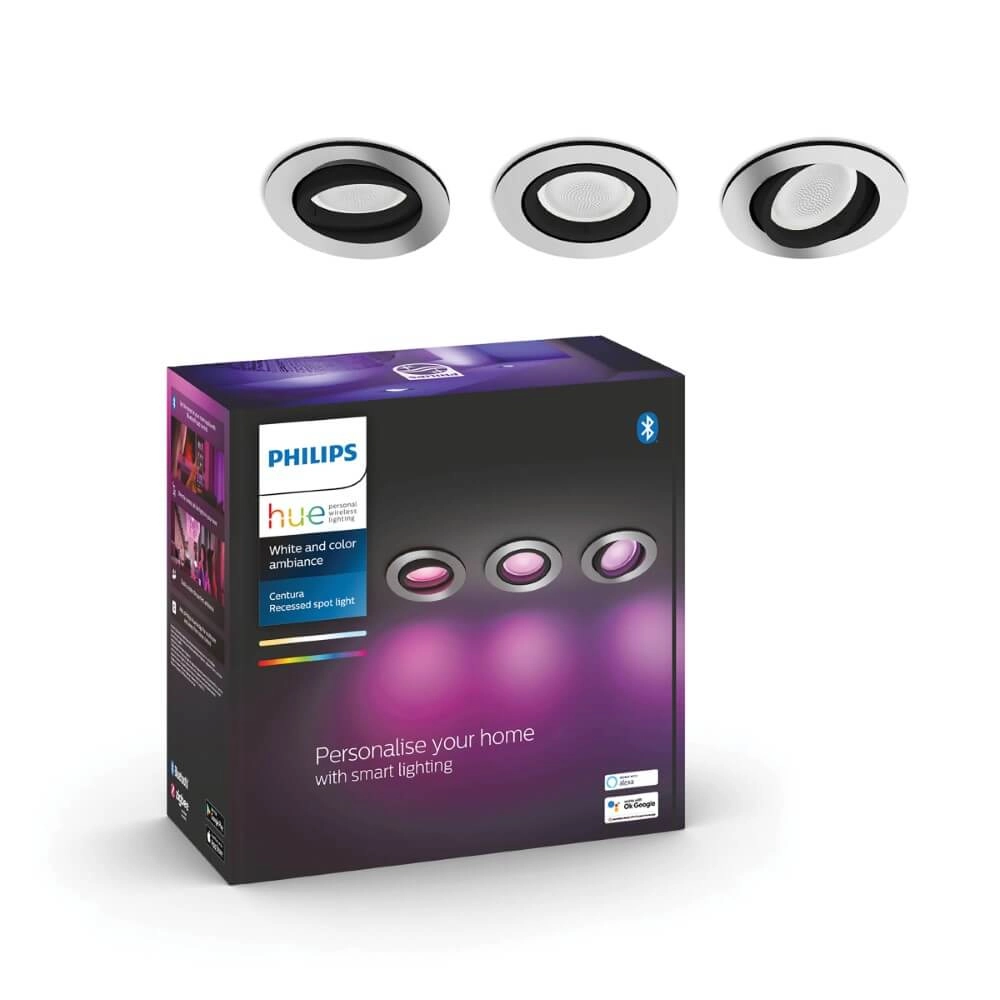 Einbaustrahler Hue Centura - White and Color 3er-Set silbergrau Philips 8720169318854