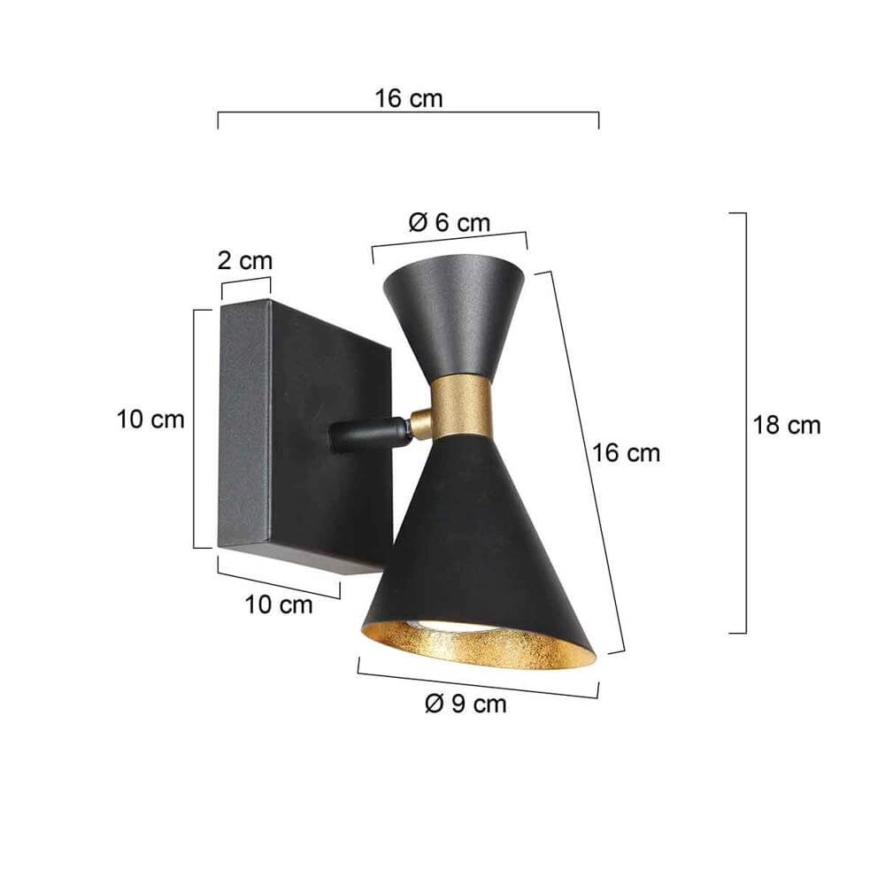 Design-Wandleuchte Preto schwarz mit gold Steinhauer 8712746176285