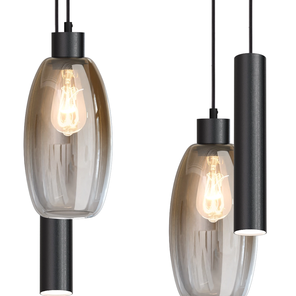 Glas-Pendellampe Olive 4x Ø 15cm – 2x Lauf – schwarz Masterlight 8718121393643