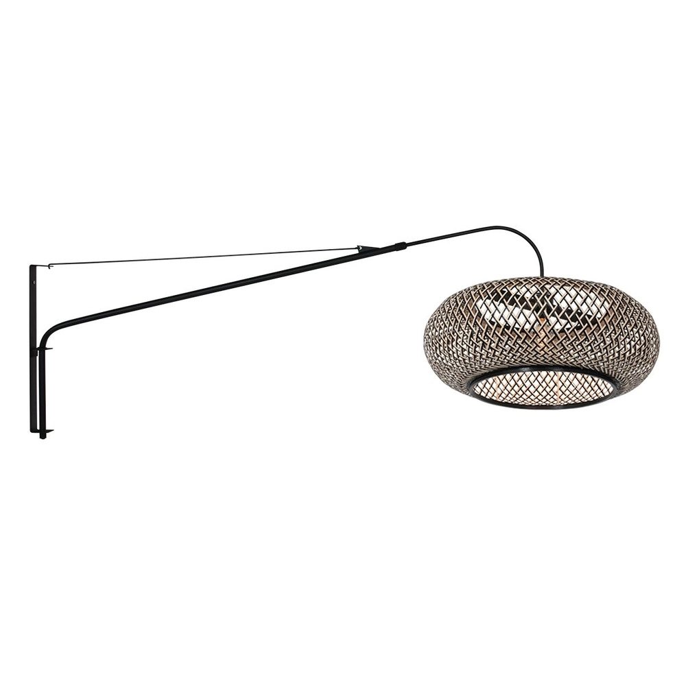 Wandleuchte Elegant Classy mit Rattan und schwarzer Kapuze