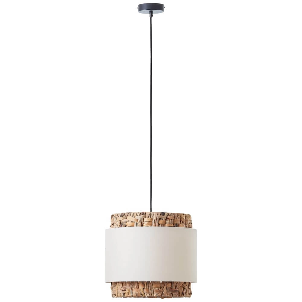 Hängelampe Waterlilly Rattan mit weißem Stoff Brilliant 4004353411922