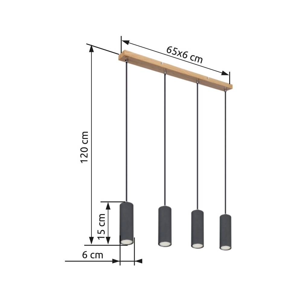 Pendellampe Robby 4-Licht Holz Globo 9007371433544