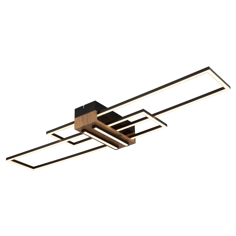 Moderne Deckenlampe Dakari Schwarz mit Holz