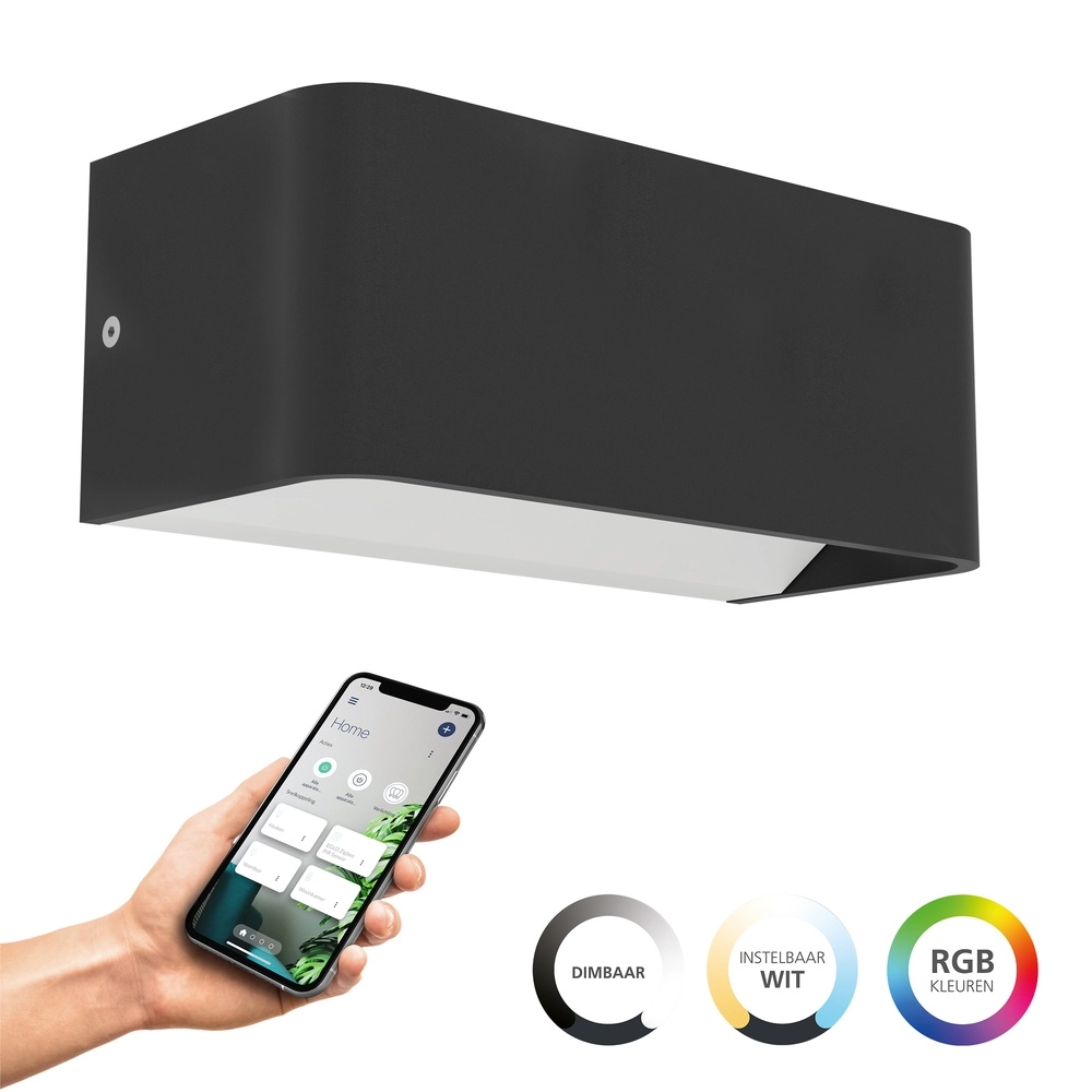 Intelligente Wandlampe Sania-Z Schwarz - LED - 20 cm
