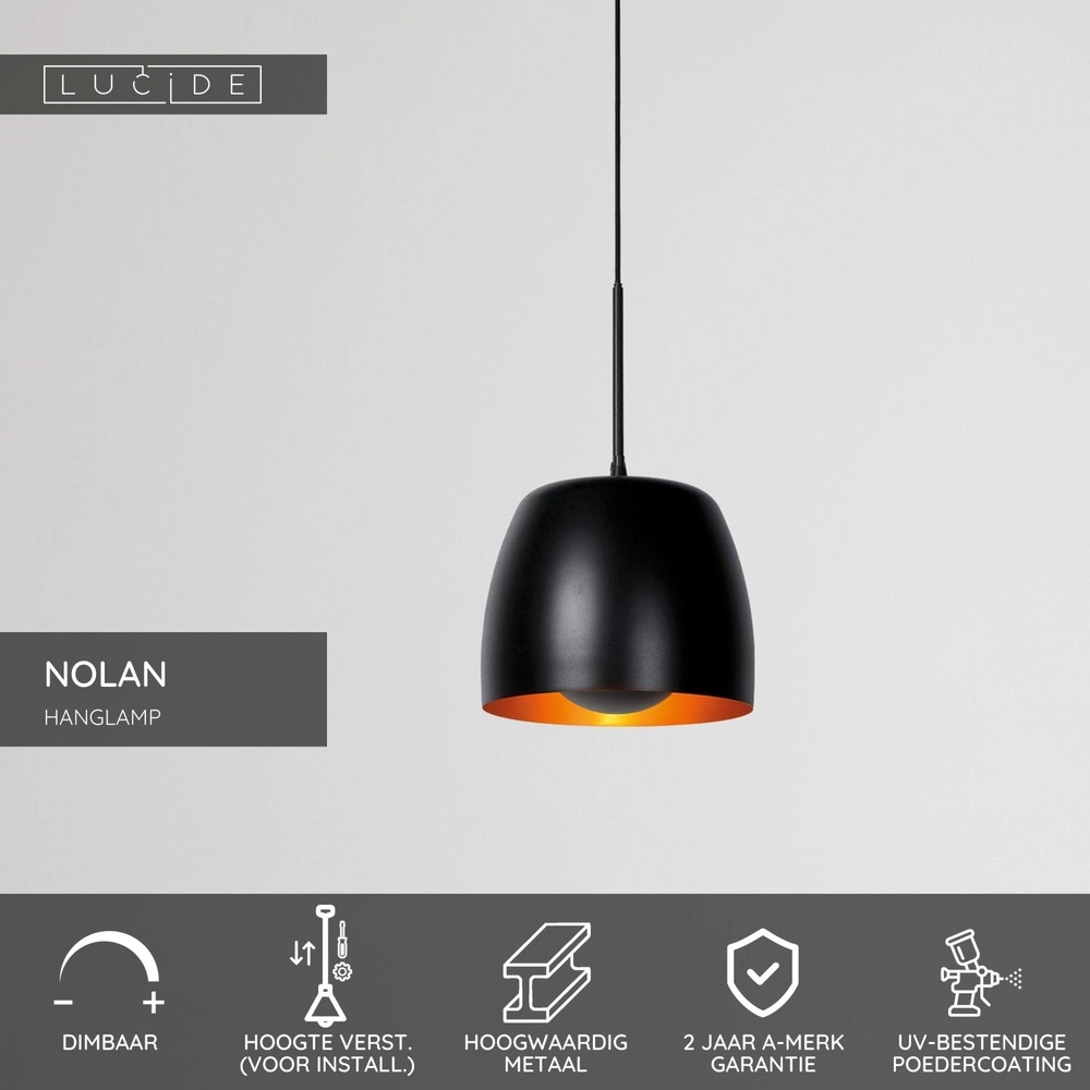 Pendellampe Nolan Ø 24 cm schwarz Lucide 5411212302878